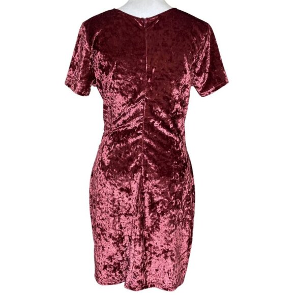 She + Sky Women's Romantic Velvet Velour Flirty Wrap Cut-out Y2k Vintage Dress L - Picture 3 of 5